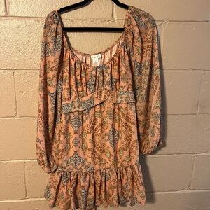 Floral Patterned Peasant Dress